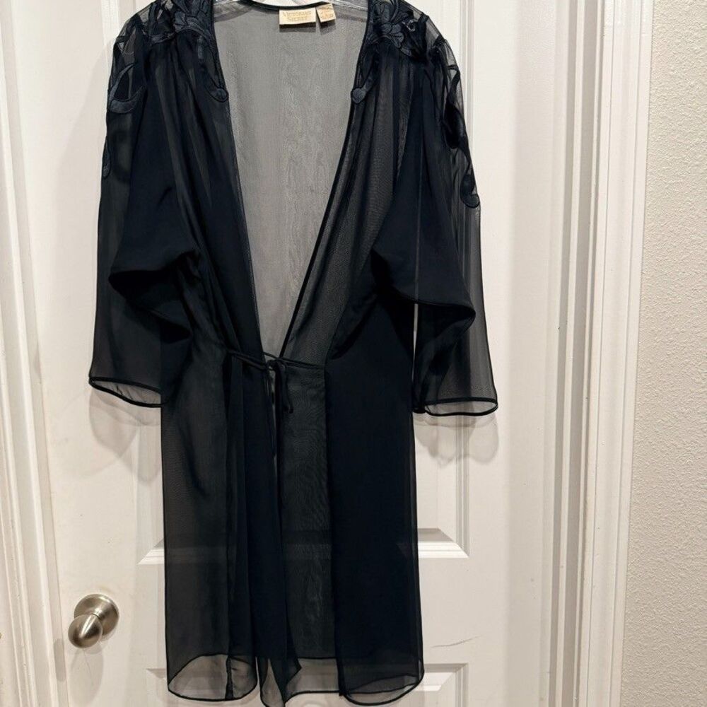 Vintage Victoria Secret L Gold Label Sheer Kimono Robe Sexy Boudoir Whimisgoth
